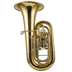 Gleaming Gold Tuba Musical Instrument Detailed Closeup Studio Shot, transparent background