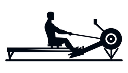 Man Using Rowing Machine Workout Fitness Exercise Illustration