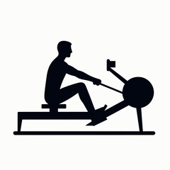 Man Using Rowing Machine Workout Fitness Exercise Illustration