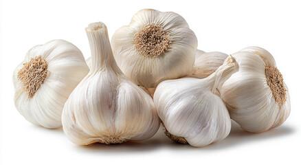 A bunch of garlic on a white background
