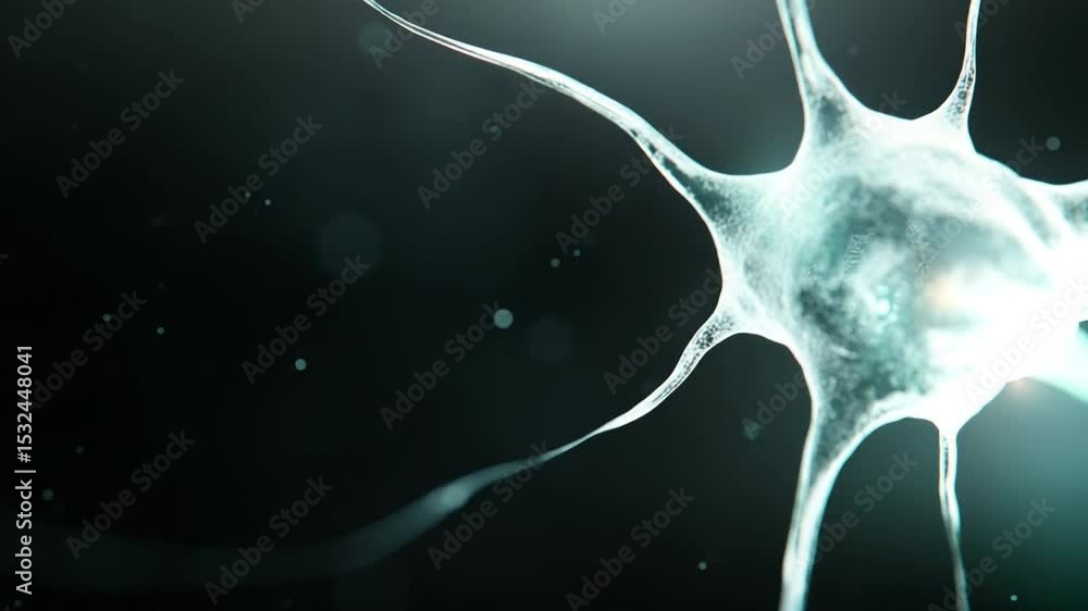 Aufkleber Intricate Neural Network in the Mind: An awe-inspiring macro shot presents the elegant structure of a neuron within a complex neural network, portraying the very essence of thought.