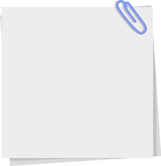Blank white note paper with a paperclip for office and school vector illustration