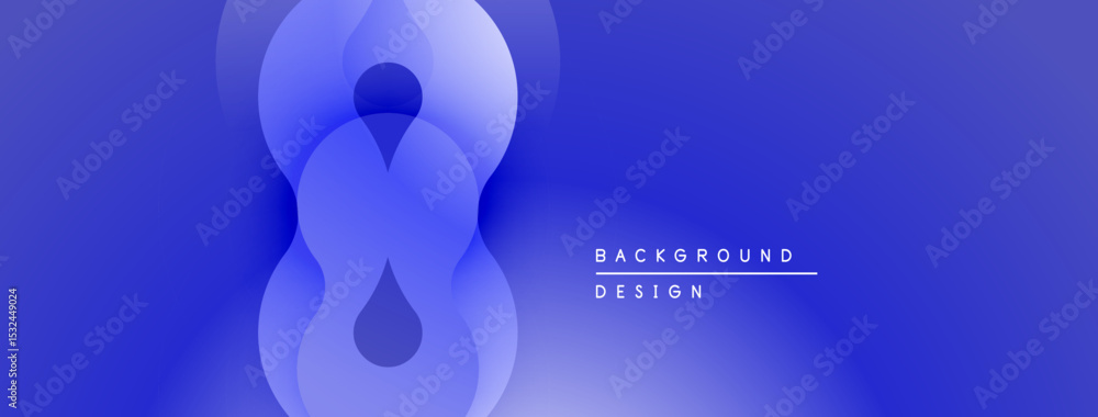 Aufkleber Abstract blue design features overlapping circles, creating fluid shapes. Gradient effect adds depth, modern aesthetic. Minimalist composition.