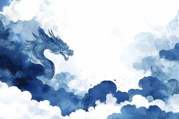 Majestic Azure Dragon Among Clouds