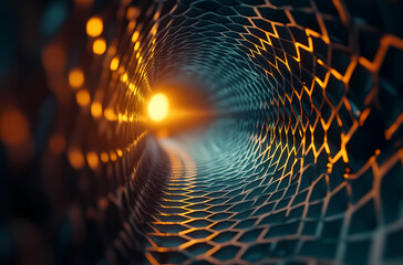 Abstract Futuristic Tunnel Through Honeycomb Structure