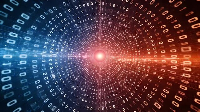 Binary code converging, light center