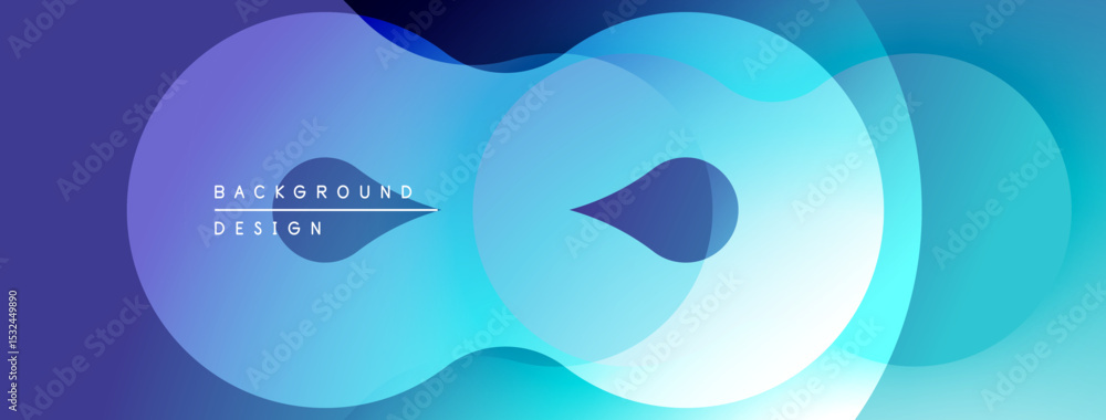 Aufkleber Abstract fluid shapes overlap, creating dynamic blue purple gradient background. Modern design element for digital projects.