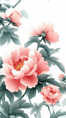 Delicate Pink Peony Flowers in Artistic Style
