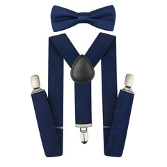 
Navy Blue Suspenders and Bow Tie Set PNG &ndash; Men&rsquo;s Formal Accessory on Transparent Background




