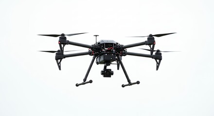 Black drone isolated on white background