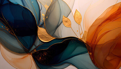 Abstract Composition of Blue and Glass Circular Shapes