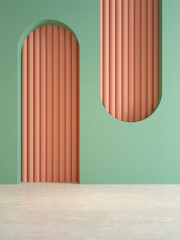 Memphis style conceptual empty interior room 3d illustration