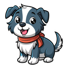 Obraz premium Adorable cartoon border collie puppy wearing a scarf