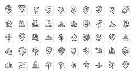 Collection of hand drawn location point icons isolated on white background isolated on transparent background