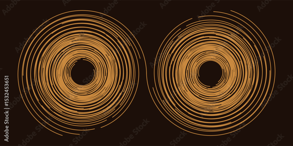 Aufkleber 3d brown lines techno abstract background overlap layer on dark space with circles shapes effect dec