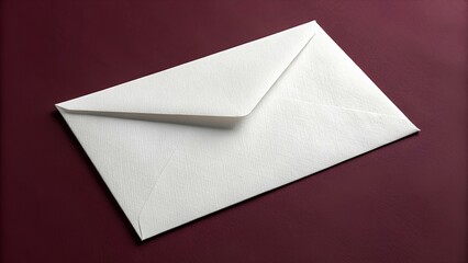 Exquisite white envelope with nuanced crisscross texture on a luxurious maroon surface exuding sophisticated stationery charm and style
