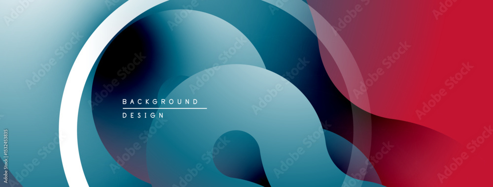 Poster Abstract flowing shapes, blue, red gradients. Modern design element for backgrounds, presentations. Smooth curves create dynamic visual.