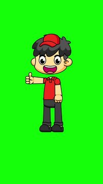Courier Character Thumbs Up Animation, Expressive Cartoon Style with 4K Greenscreen Background