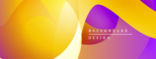 Abstract colorful shapes overlap. Gradient transitions create vibrant visual effect. Modern design suitable for backgrounds, presentations.