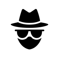 Spy disguise vector icon with glasses and mustache