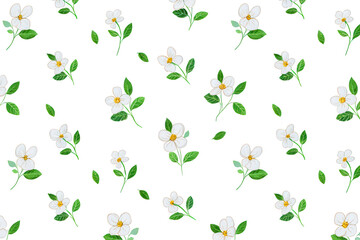 Seamless Floral Pattern with Delicate White Blossoms
