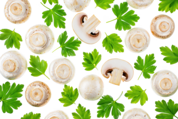 Fresh Mushrooms and Parsley Pattern
