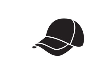 Black Baseball Hat Vector Illustration – Clean Bold Silhouette for Sportswear and Fashion Use