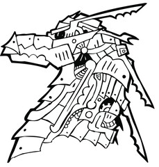 Geometric Dragon Illustration head side black and white line art