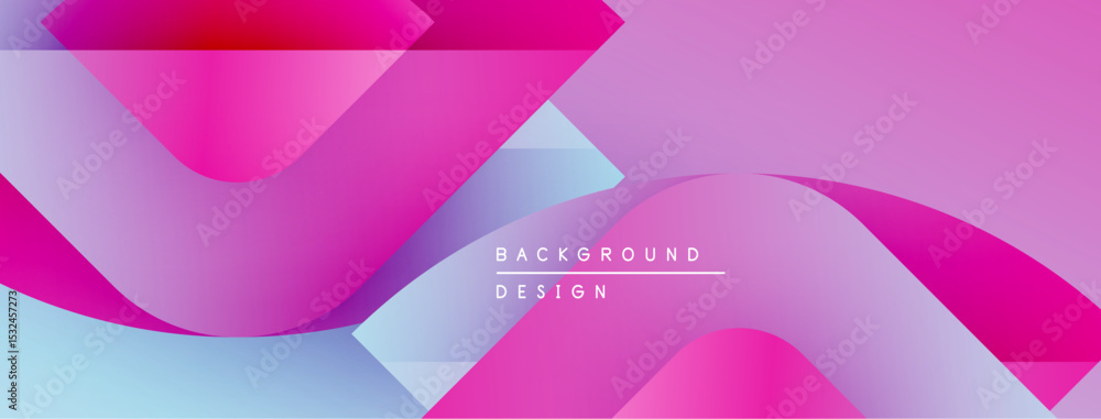 Poster Abstract flowing shapes, vibrant pinks, blues create modern background. Text reads background design. Smooth gradients dominate composition.