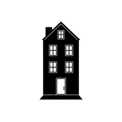 Urban townhouse silhouette vector icon narrow tall