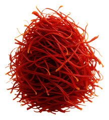 Fototapeta premium A tangled pile of thin red chili threads, known as Shredded Red Pepper or Ito Togarashi, used as a spice and garnish in Asian cuisine.