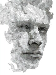 Abstract Line Art Portrait: Topographic Face