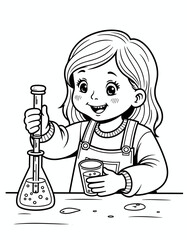 Young girl conducting colored water drop experiment for science projects  