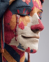 Abstract Textile Face Close-up