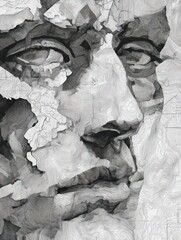 Abstract Topographic Portrait: Face in Lines