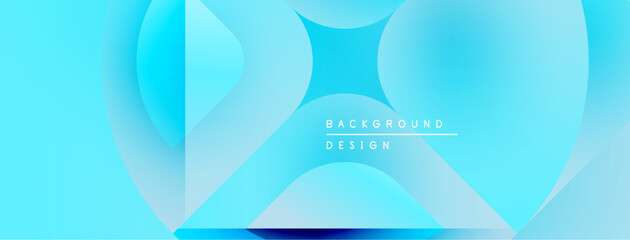 Abstract blue background. Fluid shapes overlap, creating dynamic visual effect. Modern design elements present smooth gradients.