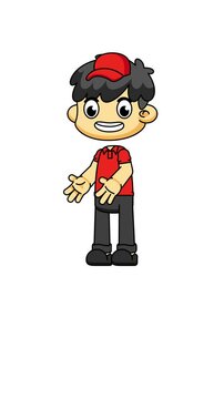Courier Character Speaking Animation, Red-Hatted Delivery Boy in Explanation Pose, 4K Greenscreen