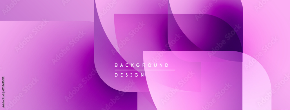 Poster Abstract purple background. Overlapping shapes create dynamic visual effect. Modern design elements present smooth gradients.
