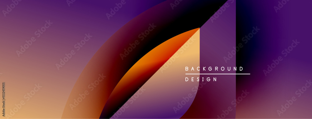 Poster Abstract gradient shapes overlap, creating dynamic visual effect. Warm tones blend with cool purple hues. Minimal text present.