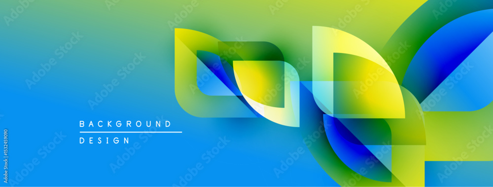 Poster Abstract flowing shapes, vibrant blue, green, yellow gradients. Modern design elements create dynamic visual texture. Background text reads background design.