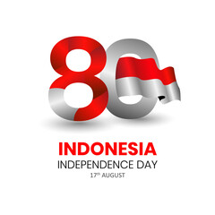 80 th logo happy Independence day Indonesia greetings. Abstract vector illustration design