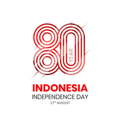 80 th logo happy Independence day Indonesia greetings. Abstract vector illustration design