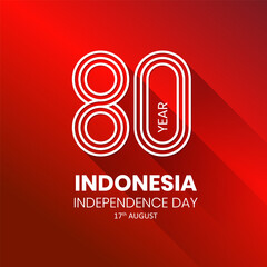 80 th logo happy Independence day Indonesia greetings. Abstract vector illustration design