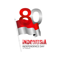 80 th logo happy Independence day Indonesia greetings. Abstract vector illustration design