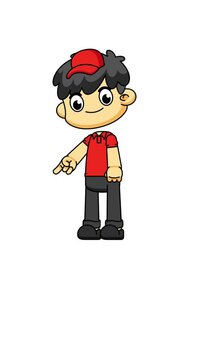 Courier Character Pointing Animation, Cartoon Delivery Boy Gesture to Side, 4K Greenscreen