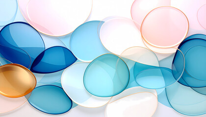 Abstract Composition of Blue and Glass Circular Shapes