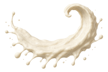 Swirling splash of creamy white sauce with flecks, resembling mayonnaise or ranch dressing.
