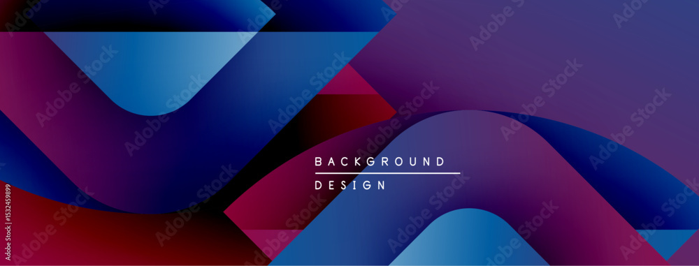 Poster abstract fluid shapes overlap, creating vibrant blue, purple, red gradients. modern design elements 