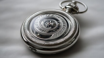 Obraz premium A pocket watch with the droste effect, where the face of the watch continually shrinks into itself, repeating the design over and over, symbolizing infinite time.