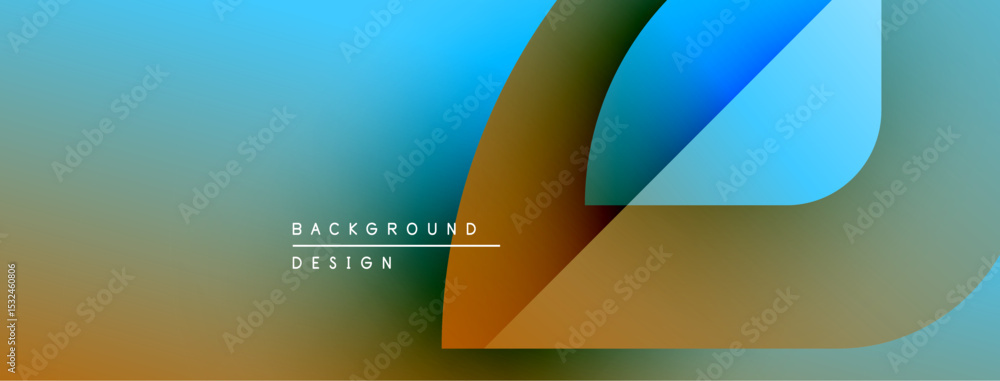 Poster Abstract background design features smooth color gradients. Overlapping shapes create dynamic visual effect. Modern aesthetic.